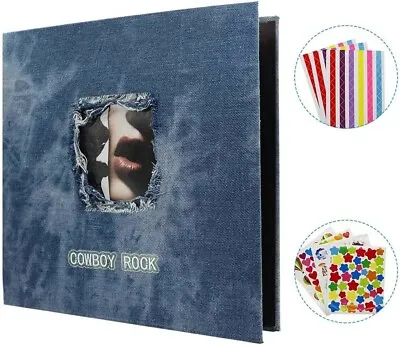 £17.90 • Buy SEEALLDE Photo Albums Scrapbook Denim Hardcover DIY Photo Album Book 60 Pages