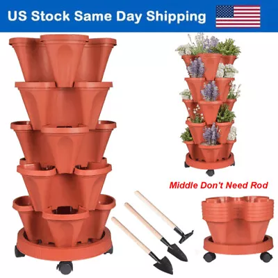 DIY 5 Tier Vertical Stackable Strawberry Planter Pot Herb Garden Flower Veg Pots • $33.86