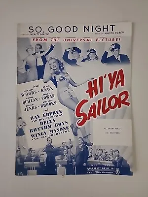 1943 Donald Woods Elyse Knox Movie Hi'Ya Sailor Sheet Music • $2
