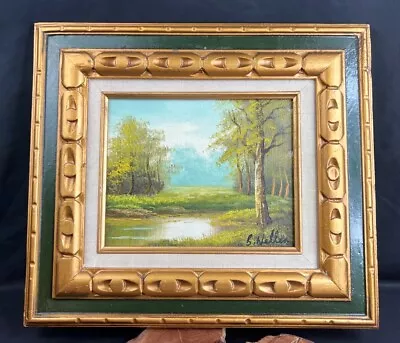 Vintage Landscape Painting Antique Frame Signed B Weller Original Oil Painting • $69.99