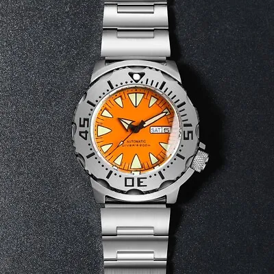 200M Diving NH35A Automatic Monster Watch For Men Orange Dial Sapphire 120 Click • $91