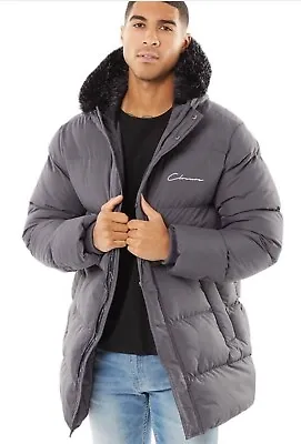 Closure London Mens Fur Puffer Parka Coat Charcoal Size XXL. Next Day Delivery. • $37.83