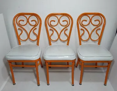 Vintage Set Of 3 Chromodern Chair Co Mid Century Modern Steel Vinyl Dining Retro • $495