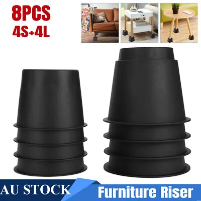 8PCS Adjustable Heavy Duty Bed Risers Furniture Leg Lifts For Bed Chair Teapoy • $26.58