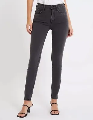 Ladies M&S High Waist Skinny Jeans PER UNA Grey Washed Black Size UK12 • £13.49