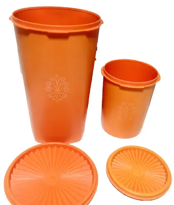 Vintage Tupperware Orange Servalier Nesting Canister Set • $17.95