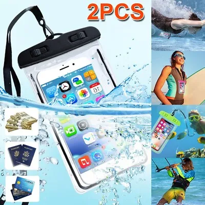 $4.99 • Buy CHEAPEST!!2x Waterproof Phone Pouch Dry Bag Portable For IPhones 14/13/12/11/XS