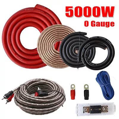 5000 Watts 0 AWG GAUGE Car Amp Amplifier Cable Wire Sub Subwoofer Wiring Kit • £23.99