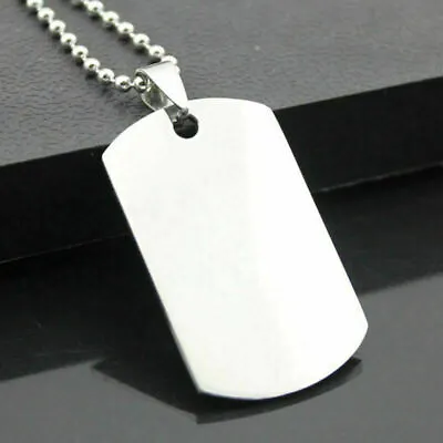 Military Dog Tag Steel Pendant Ball Bead Army Mens Necklace • £1.99