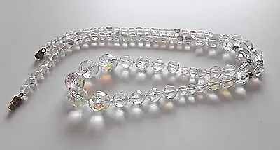 Vintage Czech  Faceted Aurora Borealis  Crystal Beads Necklace  • $35.88