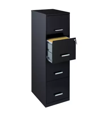 Cabinet File 4 Drawer Filing Lock Office Black Rolling Vertical Stand Storage • $187.50