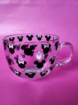 Disney Mickey & Minnie Mouse Large Glass Cappuccino Mug. Brand New • £6.99
