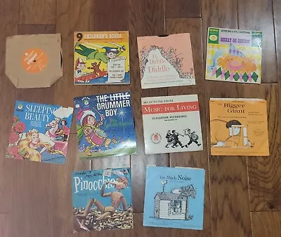 Lot Of 10 Vintage Vinyl Children's Records Peter Pan Sleeping Beauty  And More! • $10.95