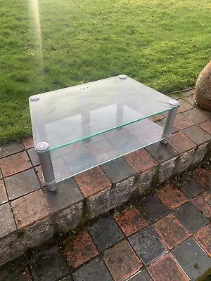 GLASS TV Table 2 Section Clear Stand 80cm Modern Computer Gaming Desk 5 Legs • £20.72