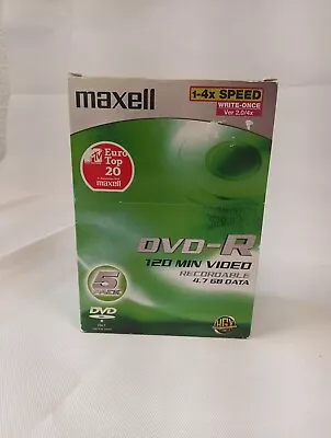 Maxell Dvd + R 120 Min Video Re-recordable 4.7 Gb Data X5 • £9.99