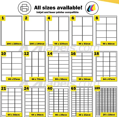 £174.95 • Buy Labels Self Adhesive Sticky A4 Address Stickers Sheets For Inkjet Laser Printers