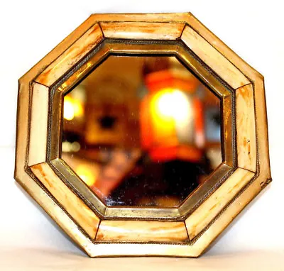 Octagon Mirror Beautiful Nice Gift Authentic Moroccan Yellow Bone Wall Decor  • $45