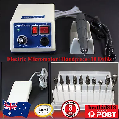 Dental Lab MARATHON 35K RPM Handpiece Electric Micromotor Polisher+10 Drills • $132