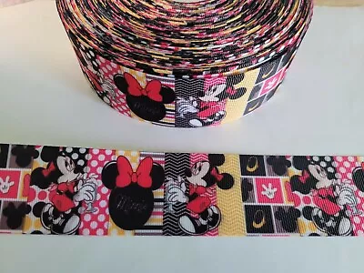 5 Yards 1 1/2  Minnie Mouse Grosgrain Ribbon Hair Bow Supplies. • $5.99