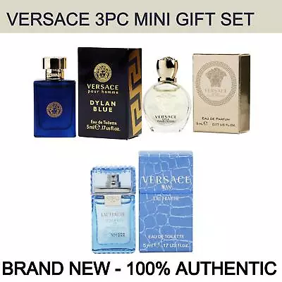 3pc 5ml Mini Versace Dylan Blue Eros Women Man Eau Fraiche NEW! • $22.99