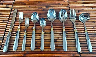 Mikasa * NORMANDY Gold Accent Glossy Stainless Flatware CHOICE CHOOSE (269) MINT • $6.99