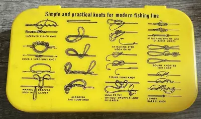 Vintage Pocket Tackle Box W/Fishing “Simple And Practical Knots”  Illustrations • $18.73