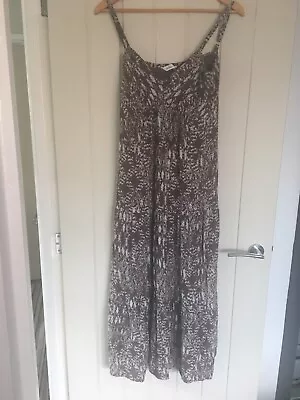 Ladies Vanilla Sands Maxi Dress - Size 10 - Mocha & Cream - Adjustable Straps • £7