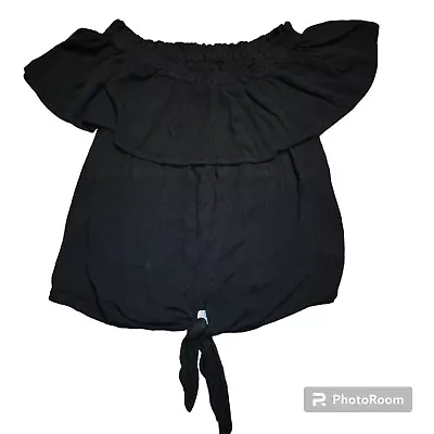 £9.89 • Buy Express Black Off The Shoulder Front Tie Top Size: Small Petite 
