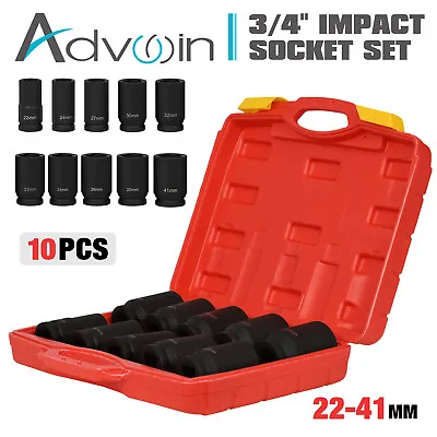 10Pcs 3/4  Drive Deep Impact Socket Set 22-41mm Metric Garage Workshop Air Tools • $62.91