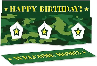 Military Camo Party Supplies Stand Up Centerpiece Birthday Or Welcome Home • $2.59