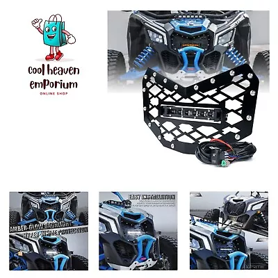 Black Steel Mesh Grille Grill With 8 Inch LED Backlight Lightbar For Can-Am M... • $153.99