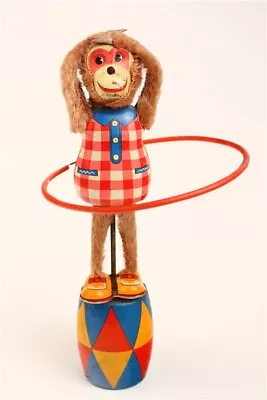 Vintage Plaything Mechanical Hula Hoop Wind Up Toy Monkey Working Japan  • $115