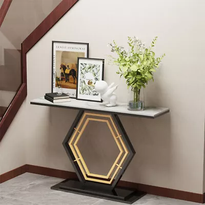 Modern Console Entryway Table With Geometric Base Sintered Stone Top 47.2” Long • $189.98