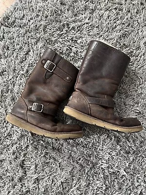 UGG Australia Kensington Boots Womens Size 5.5 Brown Leather Sheepskin VGC • £24