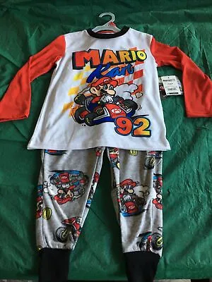 Mario Kart Boys Lightweight White & Red Gamer Pajamas Sleep Set XS (4-5) • $14.89