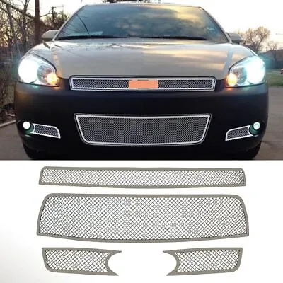 Fits 2006-13 Chevy Impala Chrome Stainless Steel Mesh Grille Grill Insert Combo • $146.99