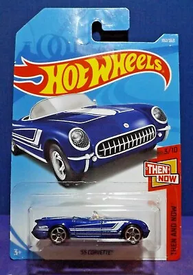 2018 Hot Wheels '55 CORVETTE In BLUE HW THEN & NOW Series 3/10. Long Card.  • $5.99