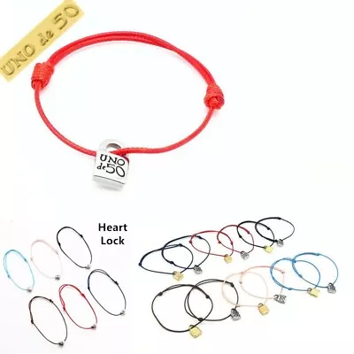 UNO De 50 Jewelry Unisex Men Women's Silver Tone Padlock Logo Red Luck Bracelets • $7.99