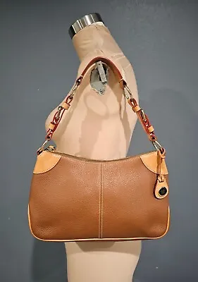 DOONEY & BOURKE Tan Brown Pebbled AWL Small Two Tone Shoulder Purse • $44.99