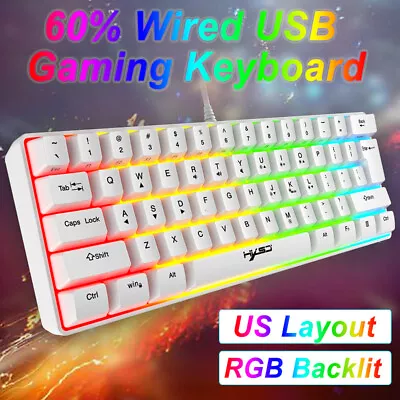$9.99 • Buy AU Computer 60% Gaming Keyboard RGB Backlit Wired USB Ergonomic For PS4 XOBX PC