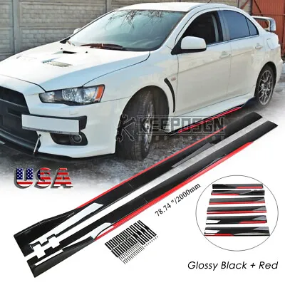 For Mitsubishi Lancer Evo X 8 Side Skirts Splitter Extension Body Kit Gloss Red • $85.68