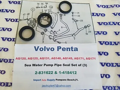 Volvo Penta AQ120 125 AQ131 AQ140 AQ145 AQ151 AQ171 Water Pump Pipe Seal Kit • $15