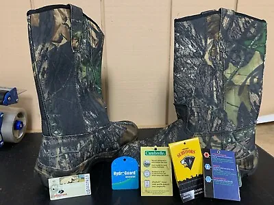 Justin Gore-Tex Mossy Oak Camo Hunting Work Boots 11 DEFECT: Rubber Sole Glue • $19.50