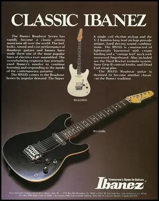 Ibanez Roadstar RS 335 Series Classic Guitar Ad 8 X 11 Advertisement Print • $4