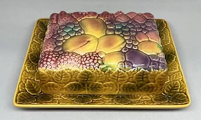 Salins Les Bains Majolica Covered Butter Dish Fruit Berries Made In France • $69.99