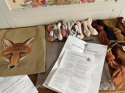 Royal School Of Needlework Tapestry Kit Fox Head Unused Gorgeous Htf Full Kit • £25