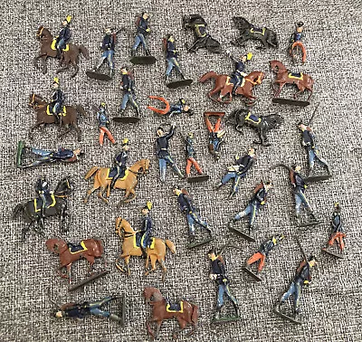 34 Vintage Miniature Lead Marching Civil War Union Soldiers Unmarked Antique • $39.75