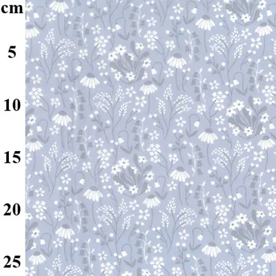 100% Cotton Fabric - White & Grey Daisy Print On Grey - Craft Material Metre • £4.99