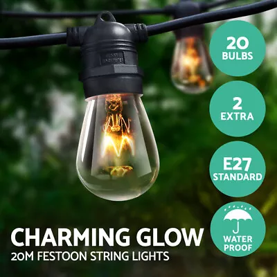 20m LED Festoon String Lights Outdoor Christmas Wedding Waterproof Garden Decor • $65.95