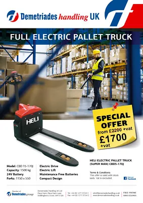 £1700 • Buy New...Full Electric Pallet Truck,1500 Kg/Toyota Linde Forklift